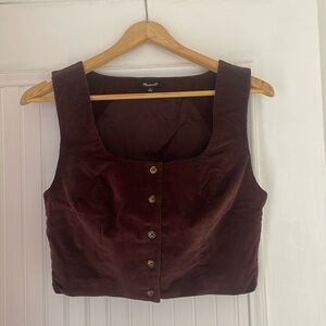 Madewell cropped couderoy vest